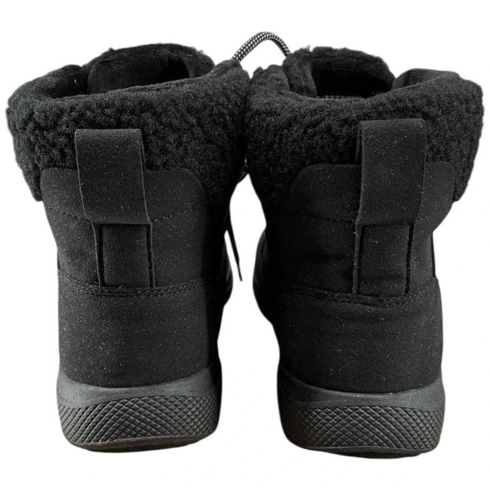 JBU Jambu Freeze Black FauxShearling LaceUp Booties Lightweight Traction 10M NIB